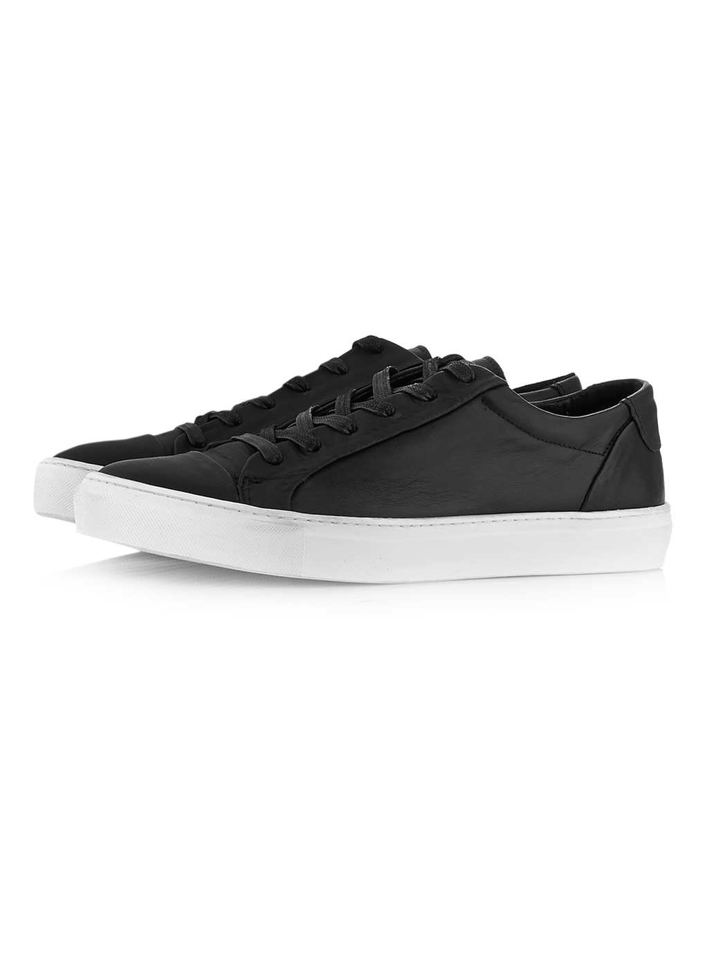 Tux Black Leather Tennis Shoes - Plimsolls & Trainers - Shoes and Accessories - TOPMAN